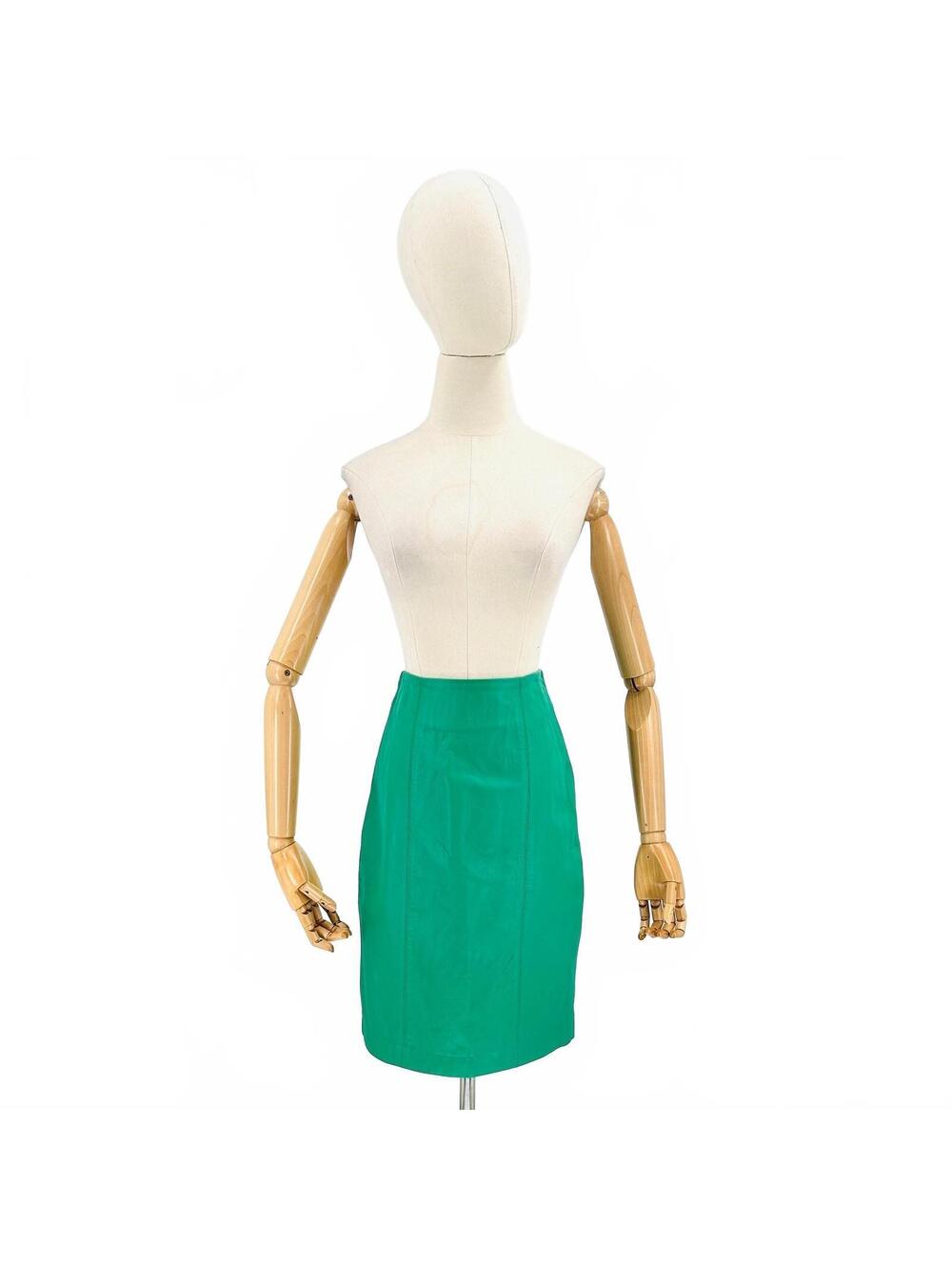 Vintage 80s JH Collectibles Mint Green Leather Pencil Skirt